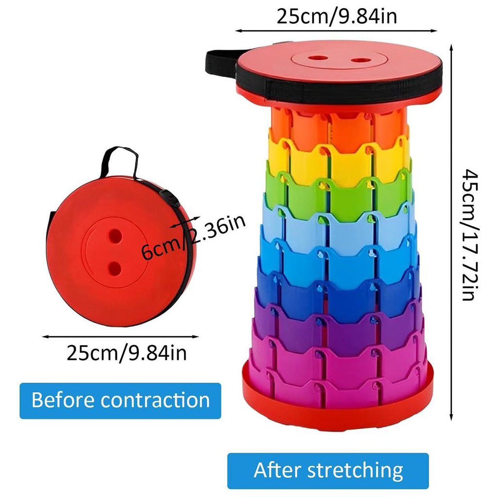 Rainbow Telescopic Folding Stool Thickened Travel Outdoor Seat for Camping - Orange