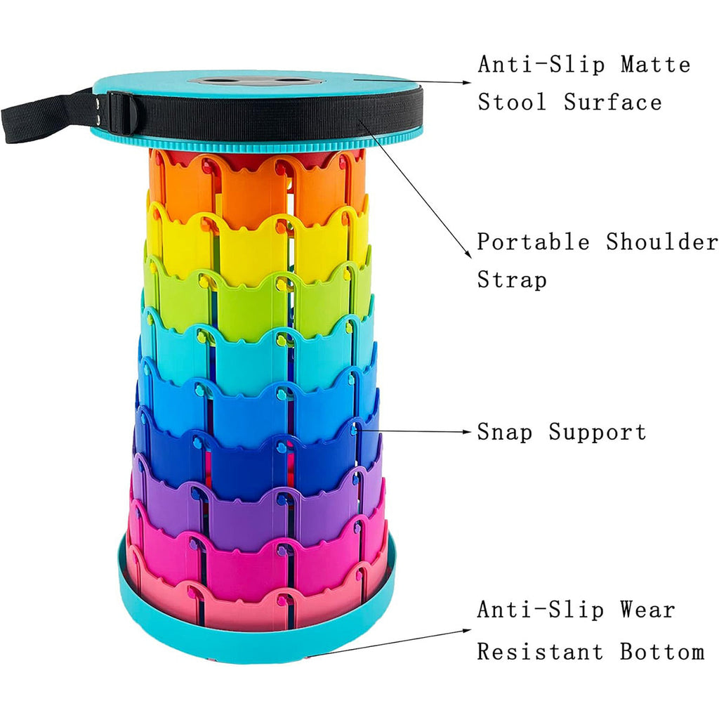 Rainbow Telescopic Folding Stool Thickened Travel Outdoor Seat for Camping - Orange