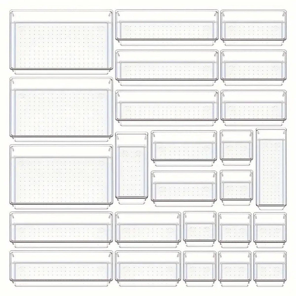 Transparent Plastic Drawer Organiser Set Multifunctional Desktop Storage Box - 13PCS