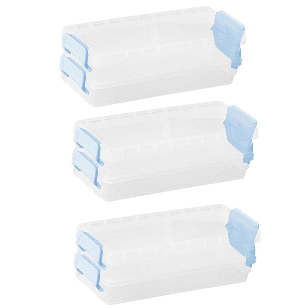 3PCS Clear Plastic Desktop Storage Box 2 Layer Holder DIY Stationery Pencil Case - Grey