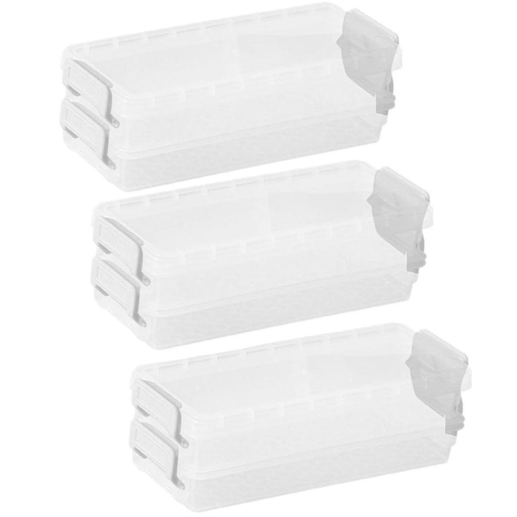3PCS Clear Plastic Desktop Storage Box 2 Layer Holder DIY Stationery Pencil Case - Yellow