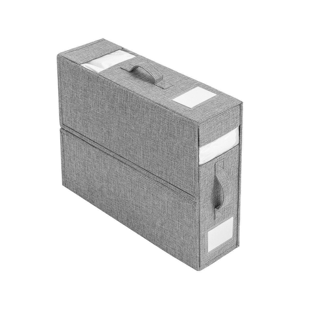 Fabric Storage Box Set Bedding Organizer Closet Blanket Quilt Storage Containers - White