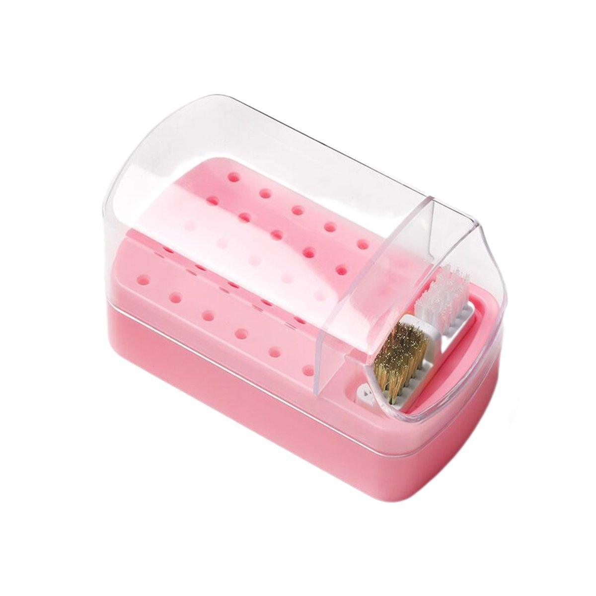 Nail Drill Bit Holder 30 Hole Dustproof Organizer Display Storage Box Nail Tool - White