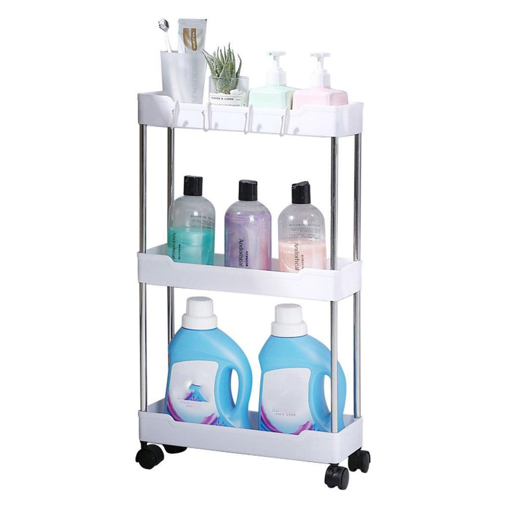 Multi Layer Rolling Storage Cart Kitchen Bathroom Organizer Shelf with Wheels - 3-Black