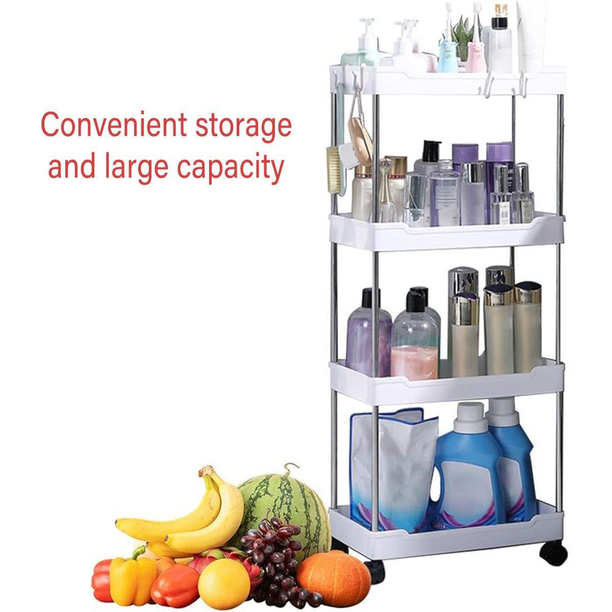 Multi Layer Rolling Storage Cart Kitchen Bathroom Organizer Shelf with Wheels - 3-White