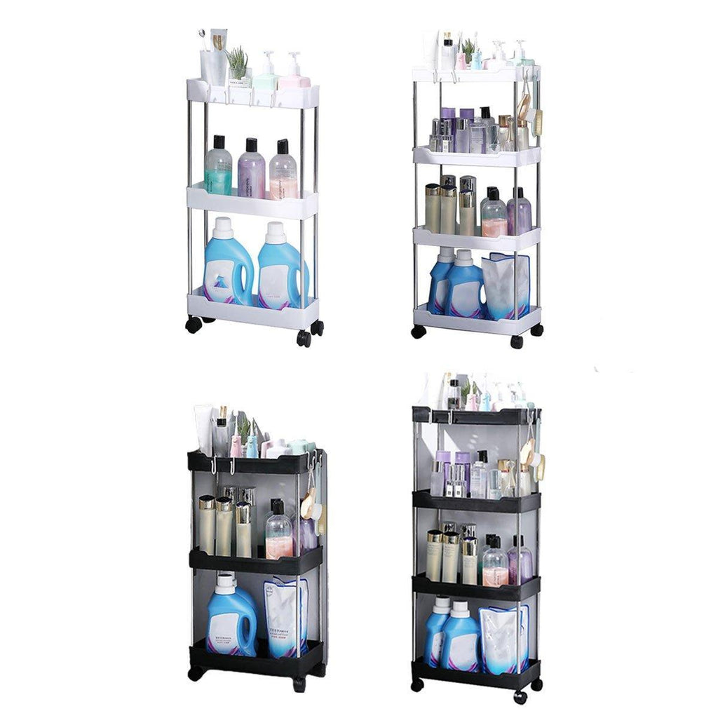 Multi Layer Rolling Storage Cart Kitchen Bathroom Organizer Shelf with Wheels - 4-White