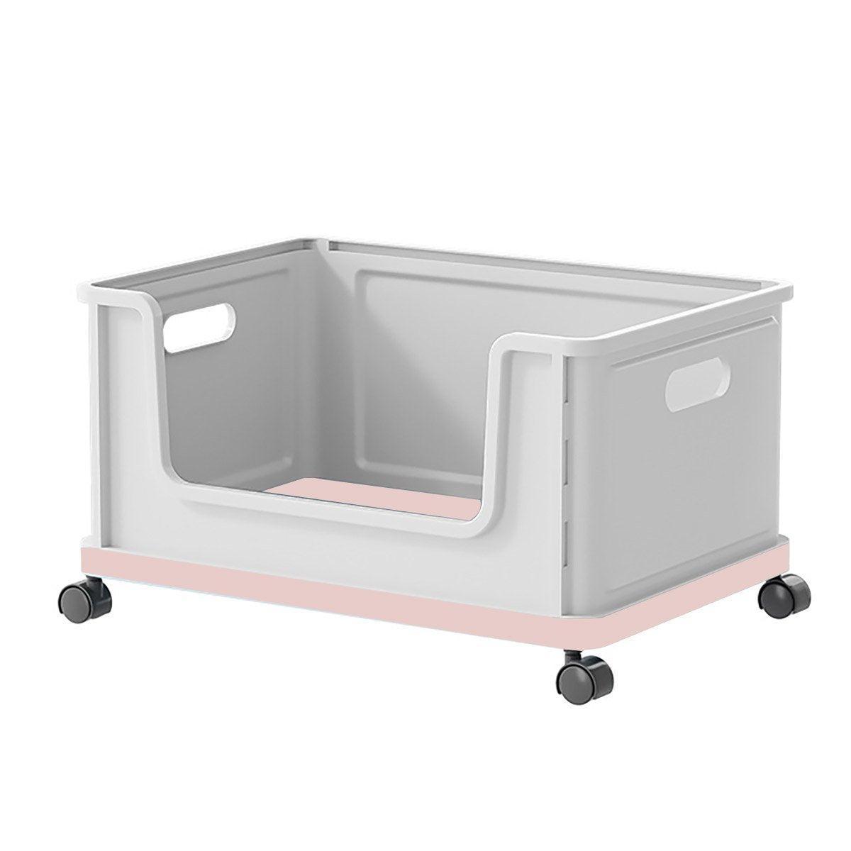 Under Desk Book Storage Box with Wheels Movable Classroom Student Organiser Rack - White