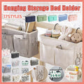 Hanging Bedside Storage Caddy with Pockets for Bunk Bed Dorm Couch Organizing - Pink