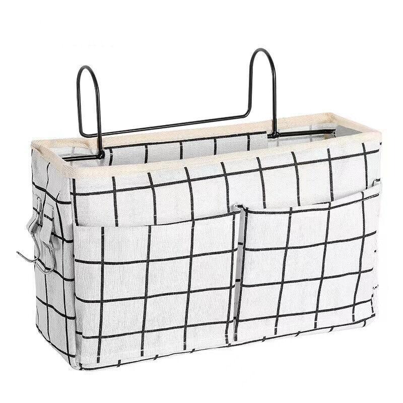 Hanging Bedside Storage Caddy with Pockets for Bunk Bed Dorm Couch Organizing - Pink