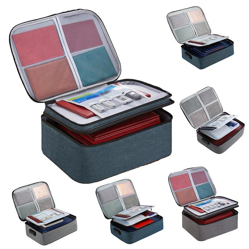 Large Capacity Multi-Layer Document Ticket Storage Bag Certificate File Organize 3 Layers - Navy 3 Layers-B2