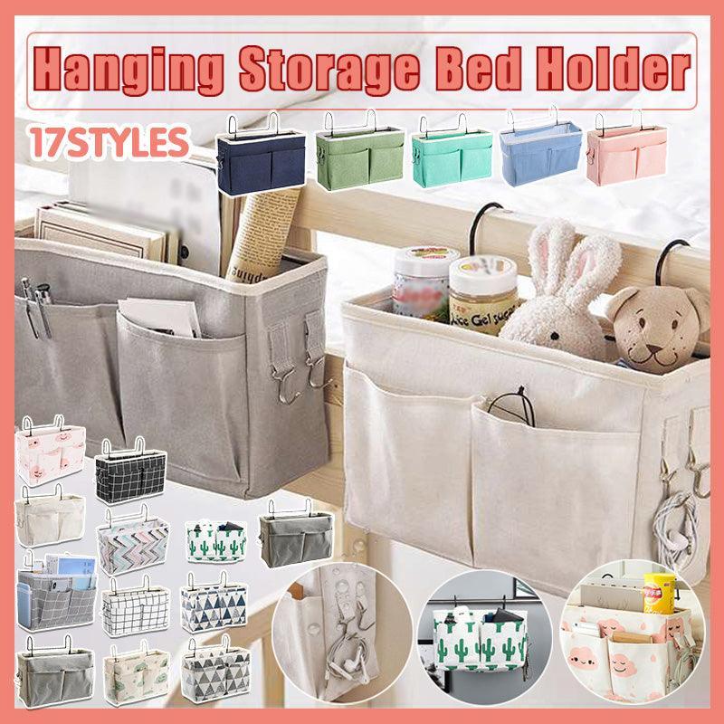 Hanging Bedside Storage Caddy with Pockets for Bunk Bed Dorm Couch Organizing - Navy