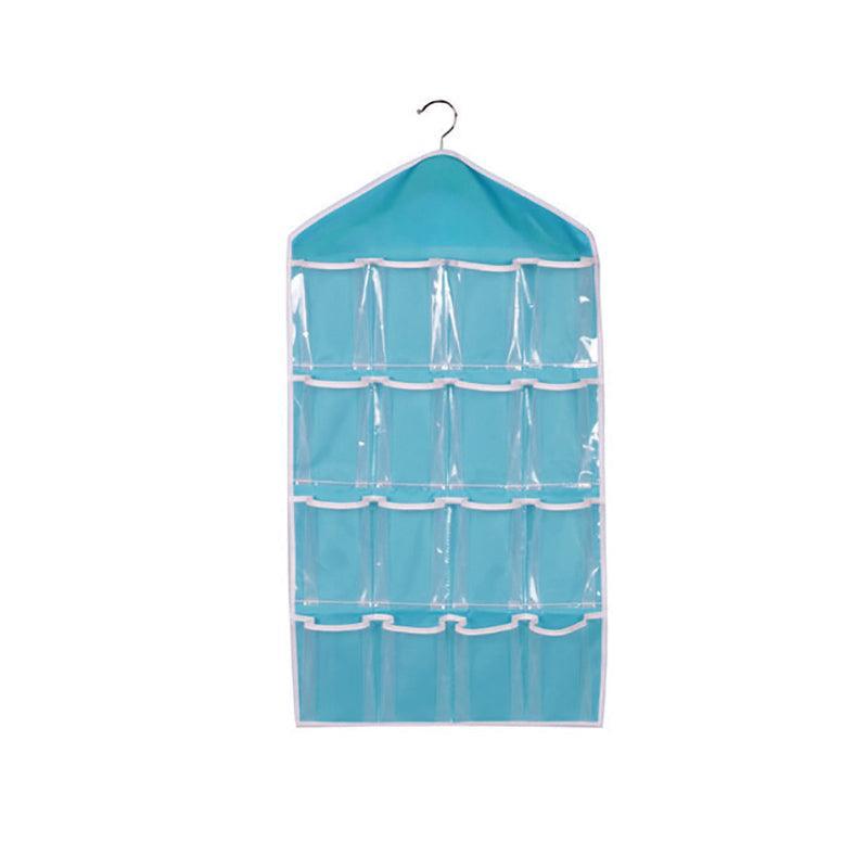 16 Pockets Hanging Wardrobe Storage Organizer Bag for Socks and Underwear - Rose Red