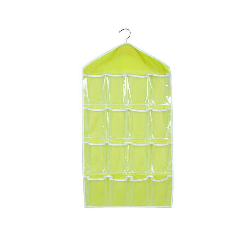 16 Pockets Hanging Wardrobe Storage Organizer Bag for Socks and Underwear - Cream