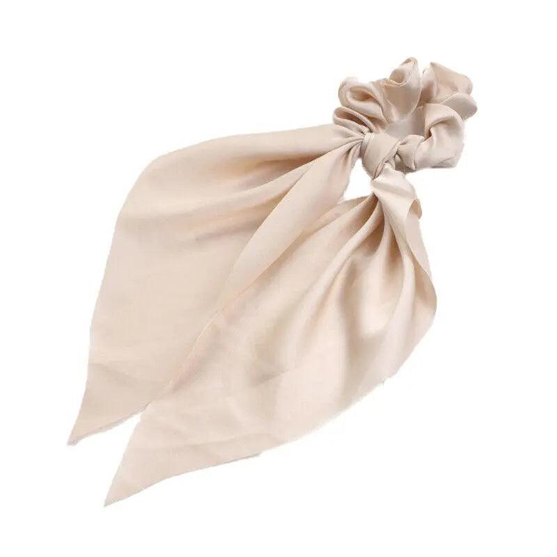 Chiffon Ponytail Scarf Bow Elastic Hair Rope Tie Scrunchies Ribbon Hair Bands - Rose Red