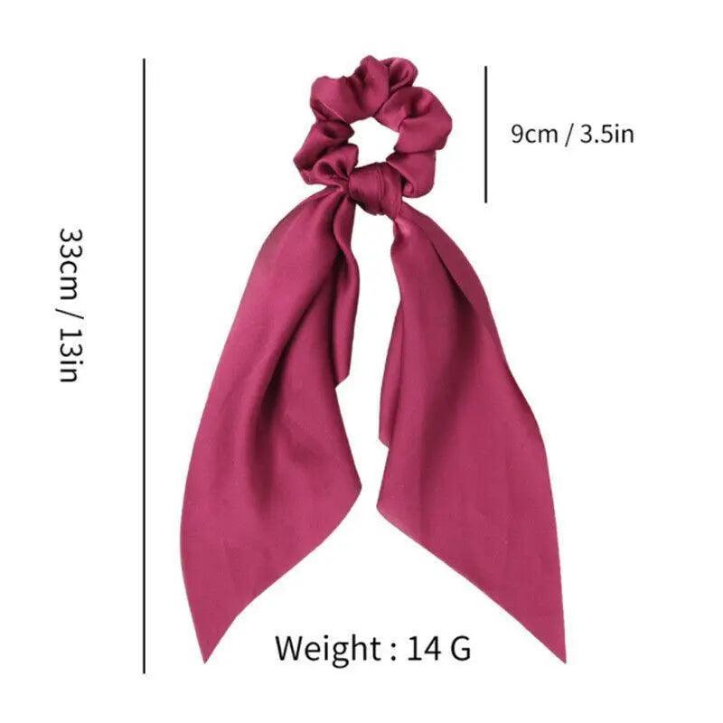 Chiffon Ponytail Scarf Bow Elastic Hair Rope Tie Scrunchies Ribbon Hair Bands - Black