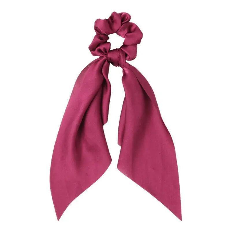 Chiffon Ponytail Scarf Bow Elastic Hair Rope Tie Scrunchies Ribbon Hair Bands - Yellow