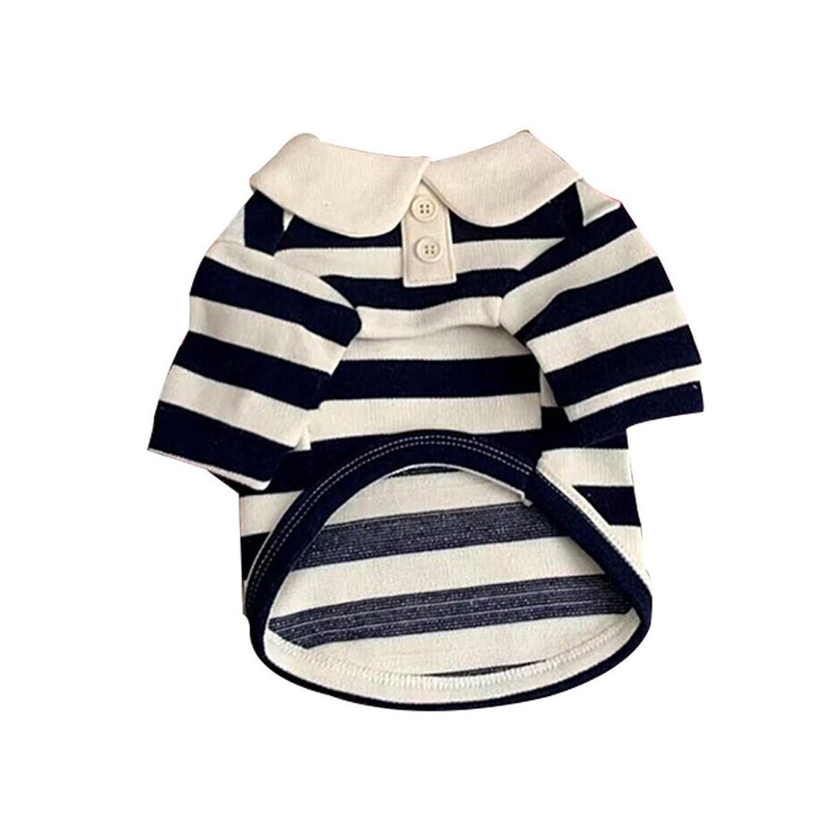 Short Sleeve Summer Striped Pet Tee Round Neck Comfortable Shirt for Dogs Cats - S