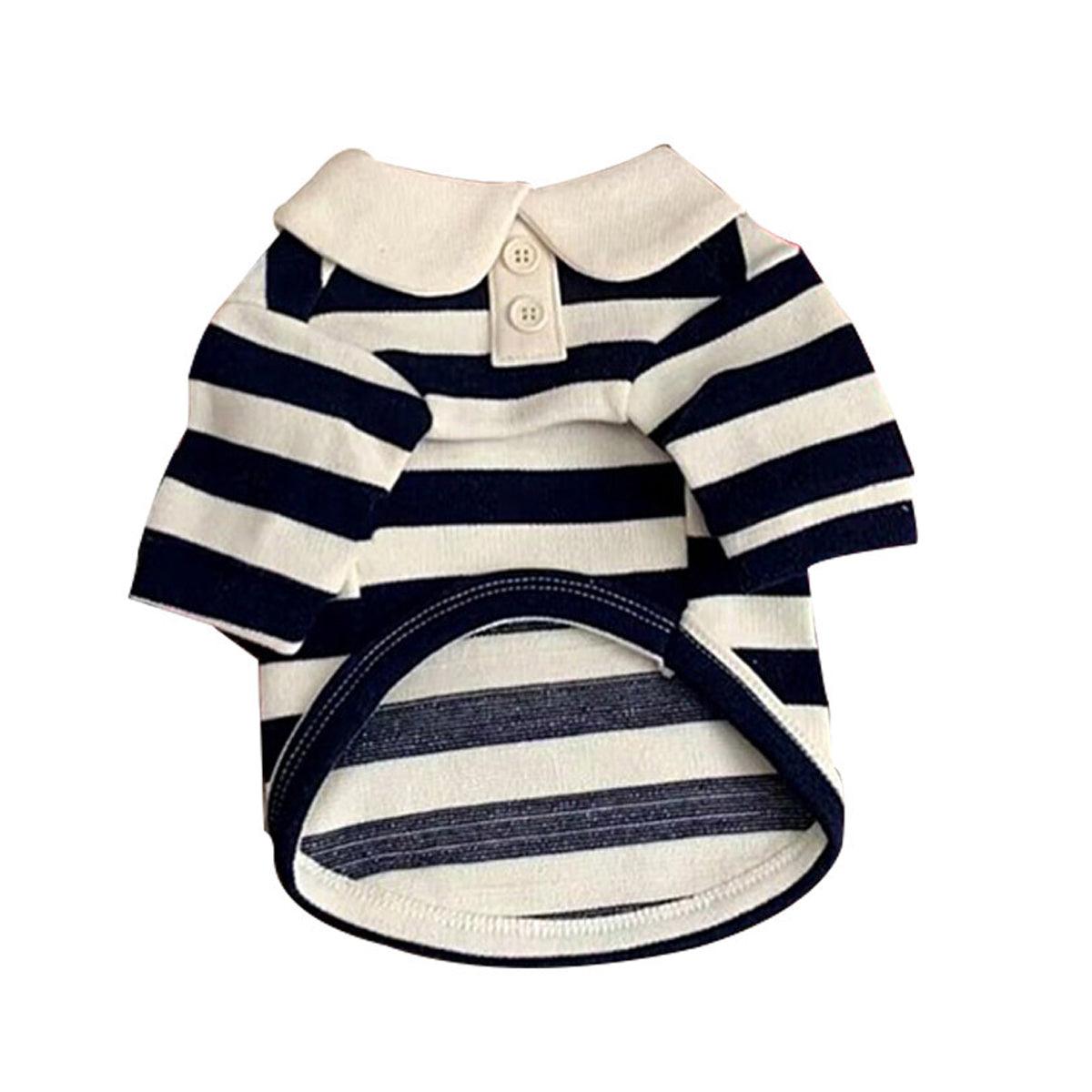 Short Sleeve Summer Striped Pet Tee Round Neck Comfortable Shirt for Dogs Cats - S