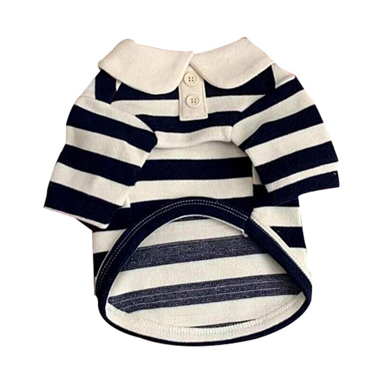 Short Sleeve Summer Striped Pet Tee Round Neck Comfortable Shirt for Dogs Cats - S