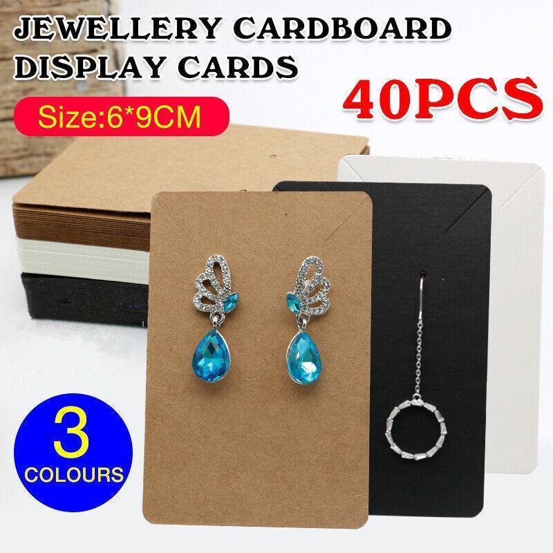 40pcs Jewellery Display Cards Necklace Earring Holder Kraft Paper 6x9cm - Yellow