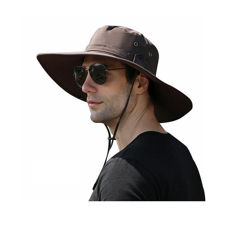 Outdoor Uv Protection Sun Hat Wide Brim Cap Quick-Drying Hat For Fishing Hiking - Black