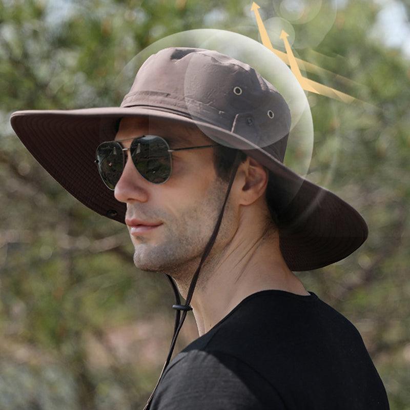 Outdoor Uv Protection Sun Hat Wide Brim Cap Quick-Drying Hat For Fishing Hiking - Grey