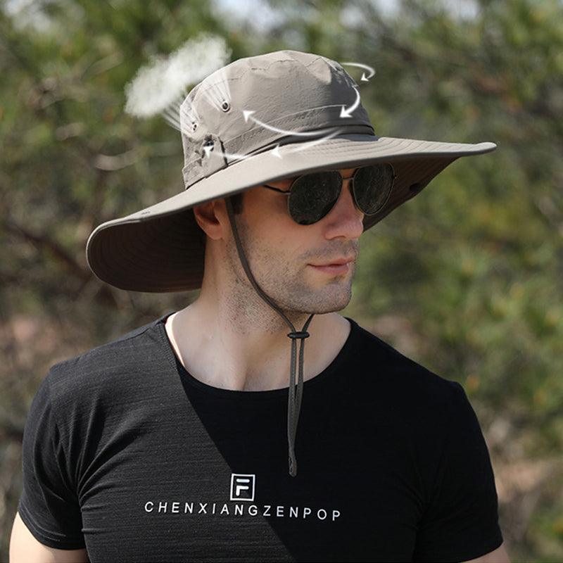 Outdoor Uv Protection Sun Hat Wide Brim Cap Quick-Drying Hat For Fishing Hiking - Navy