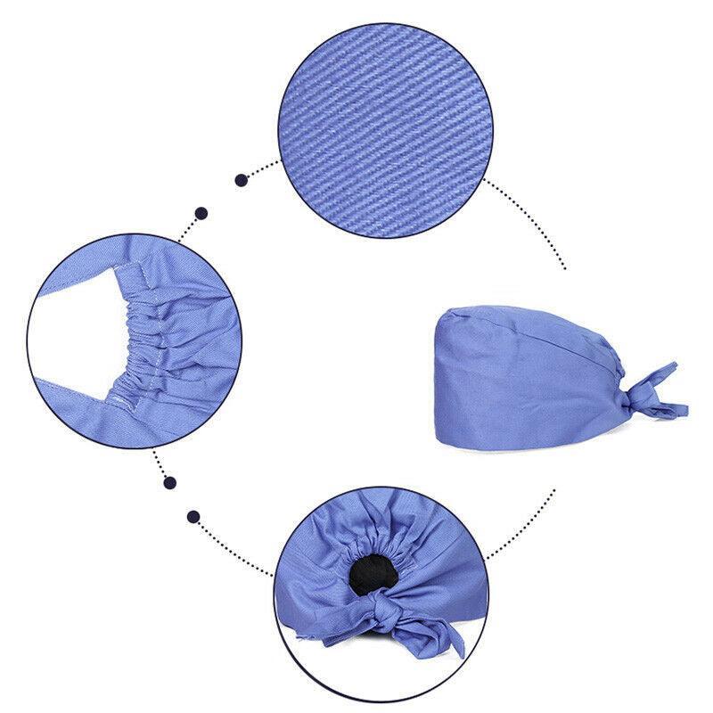 100% Cotton Unisex Surgical Scrub Cap for Doctors & Nurses - Light Blue