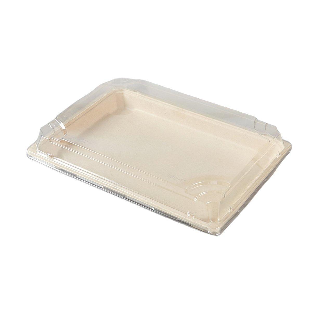 50pcs Eco-Friendly Sushi Box Rectangular Biodegradable Lunch Packaging Plate - 21.8 cm x 9.1 cm x 4.5 cm