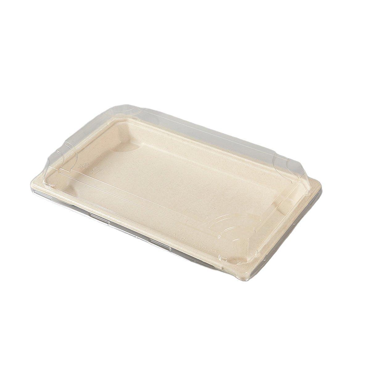 50pcs Eco-Friendly Sushi Box Rectangular Biodegradable Lunch Packaging Plate - 16.4 cm x 11.4 cm x 4.5 cm