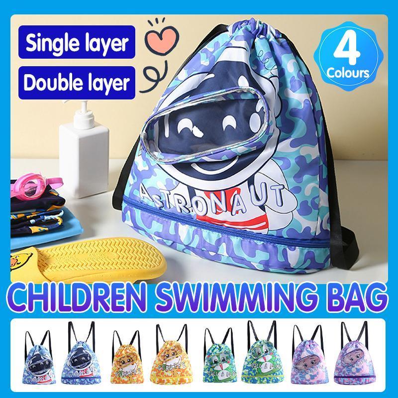Waterproof Swim Backpack Durable Storage Bag Beach Pool Outdoor Travel - Blue-Large (Double layer)