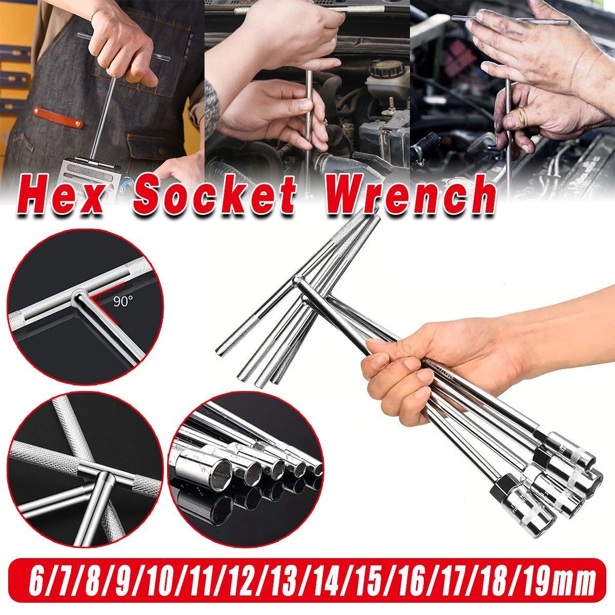 6-19mm Steel T Shaped Hex Wrench Hand Tool Spanner Socket Adapter Repair - 16mm