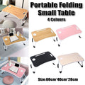Laptop Bed Table Foldable Lap Standing Desk with Cup Slot for Indoor Picnic Tray - White