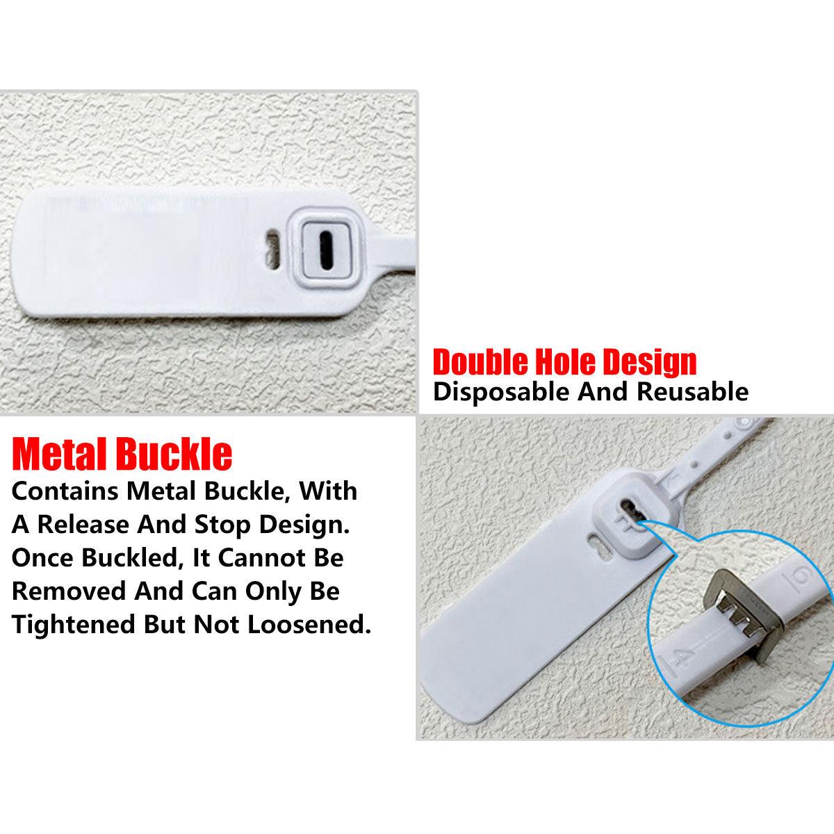 100pcs Plastic Seal Security Tags Plastic Label Tabs Ties for Luggage Bags - White-400mm