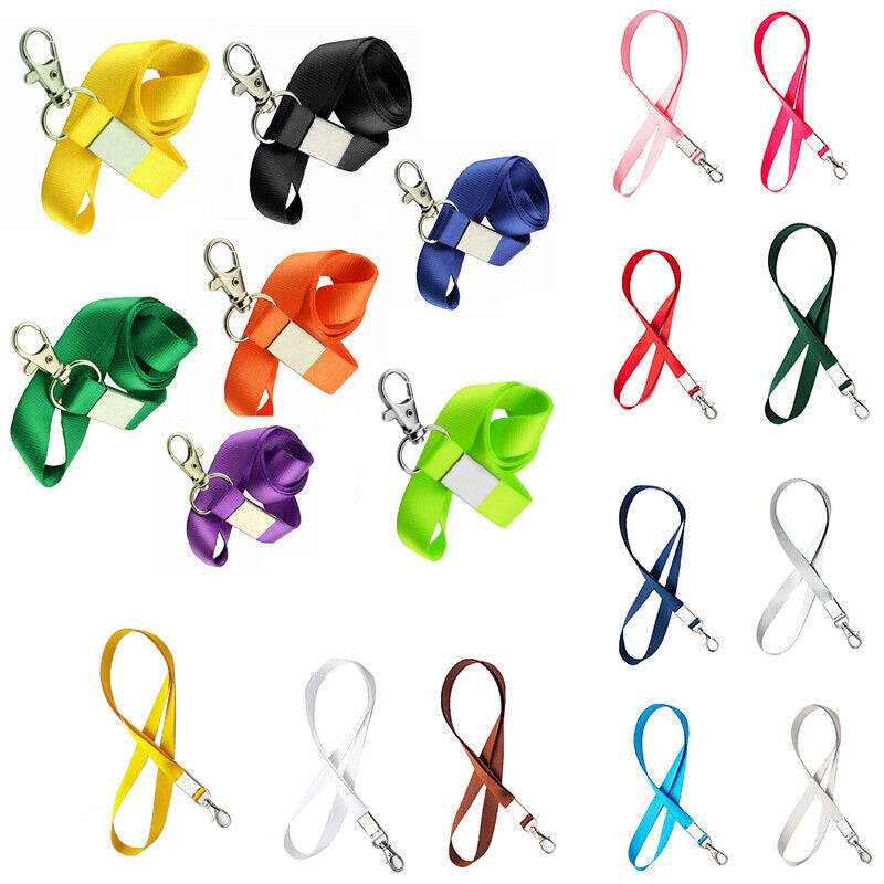 Neck Strap with Clip for ID Badge Name Tag Card Holder Lanyard - White