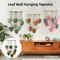 Handmade Braided Cotton Rope Leaves Wall Hanging Home Decoration Ornament - Pink