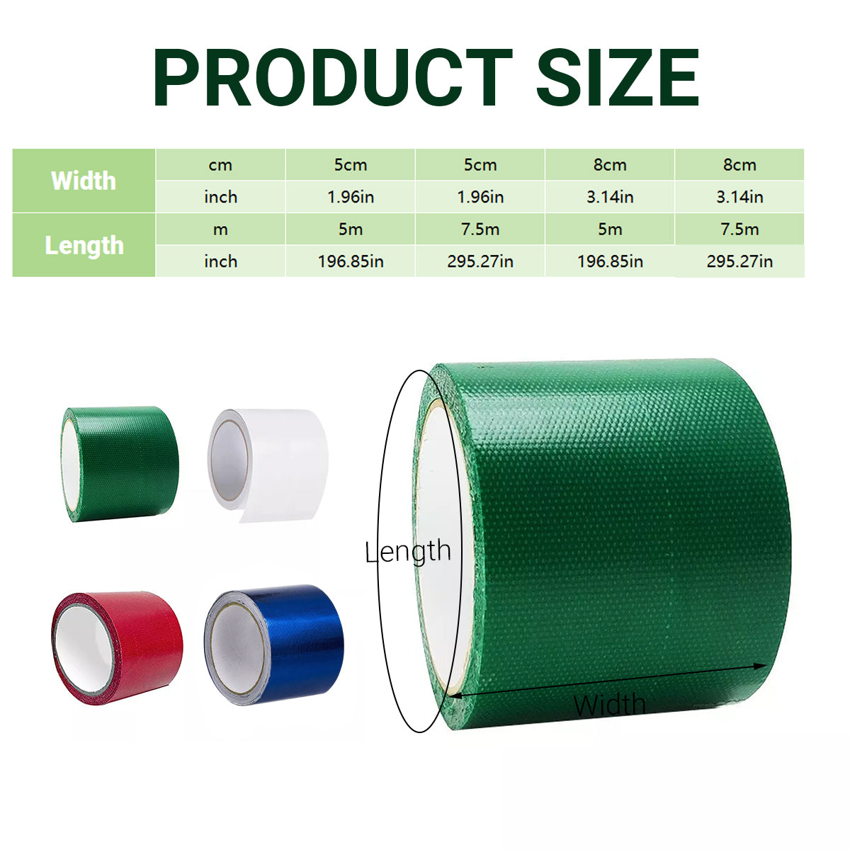 High Adhesive Tarpaulin Repair Tape Tent Awning Fix Patch Waterproof Universal - Red - 8cm x 7.5m