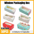 50PCS Set of 2 Premium Cake Packaging Boxes Clear Window Food Grade Cardboard - Swan-50pcs