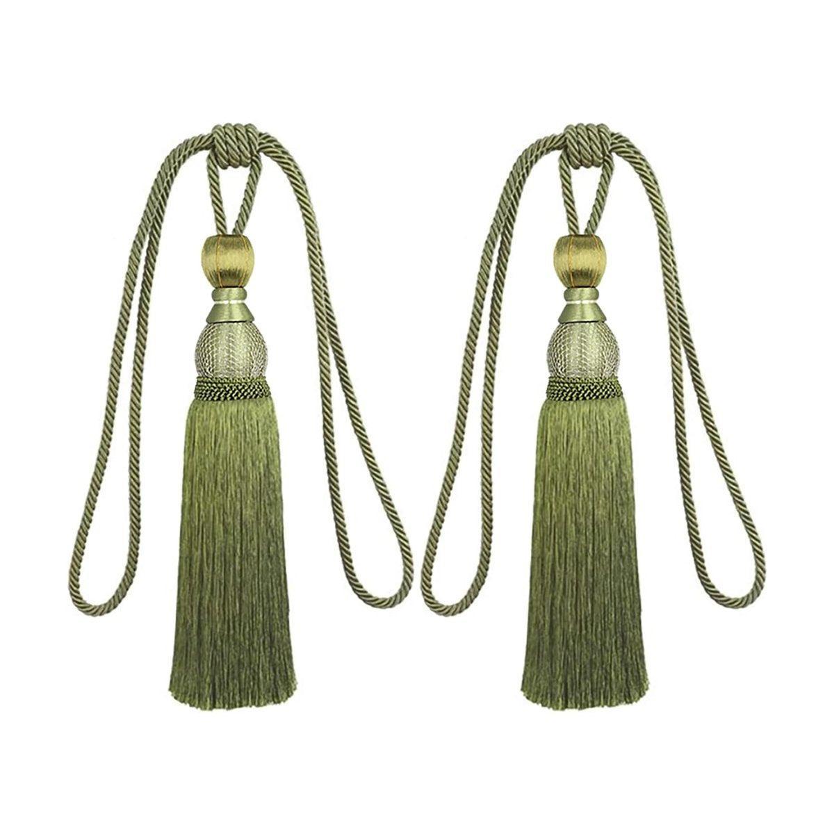 1pair Curtain Tiebacks Hanging Balls Tassel Rope Decorative Curtain Holders - Dark Coffee
