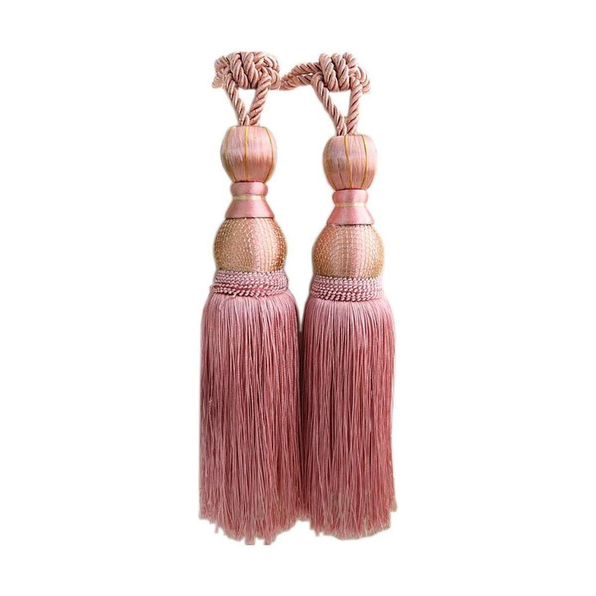1pair Curtain Tiebacks Hanging Balls Tassel Rope Decorative Curtain Holders - Grey