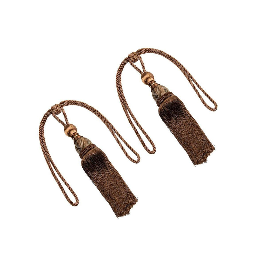 1pair Curtain Tiebacks Hanging Balls Tassel Rope Decorative Curtain Holders - Grey