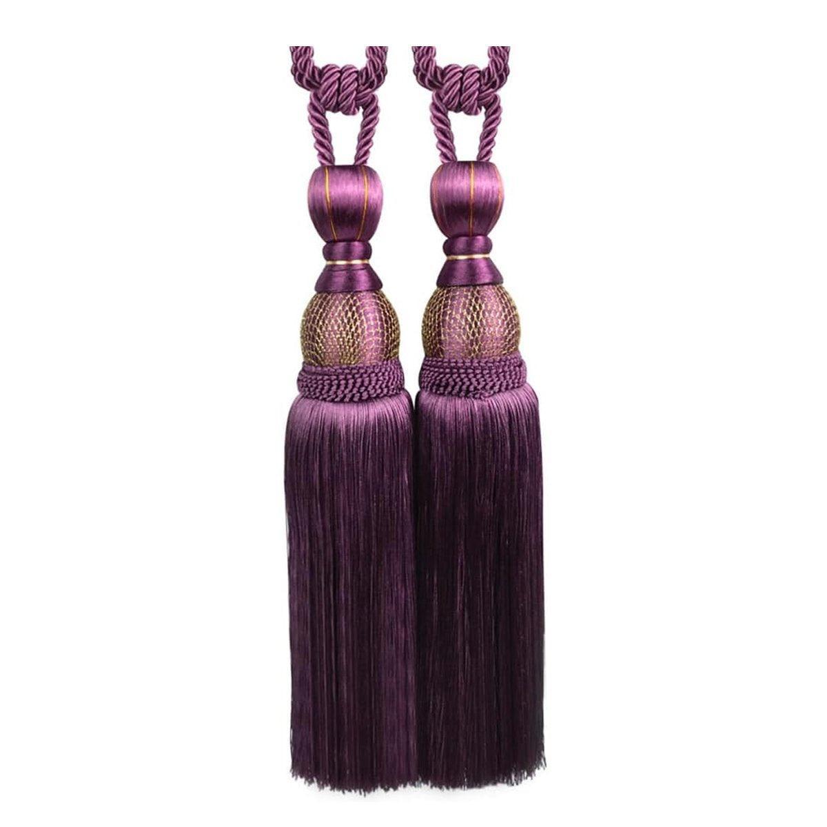 1pair Curtain Tiebacks Hanging Balls Tassel Rope Decorative Curtain Holders - Grey