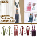 1pair Curtain Tiebacks Hanging Balls Tassel Rope Decorative Curtain Holders - Purple