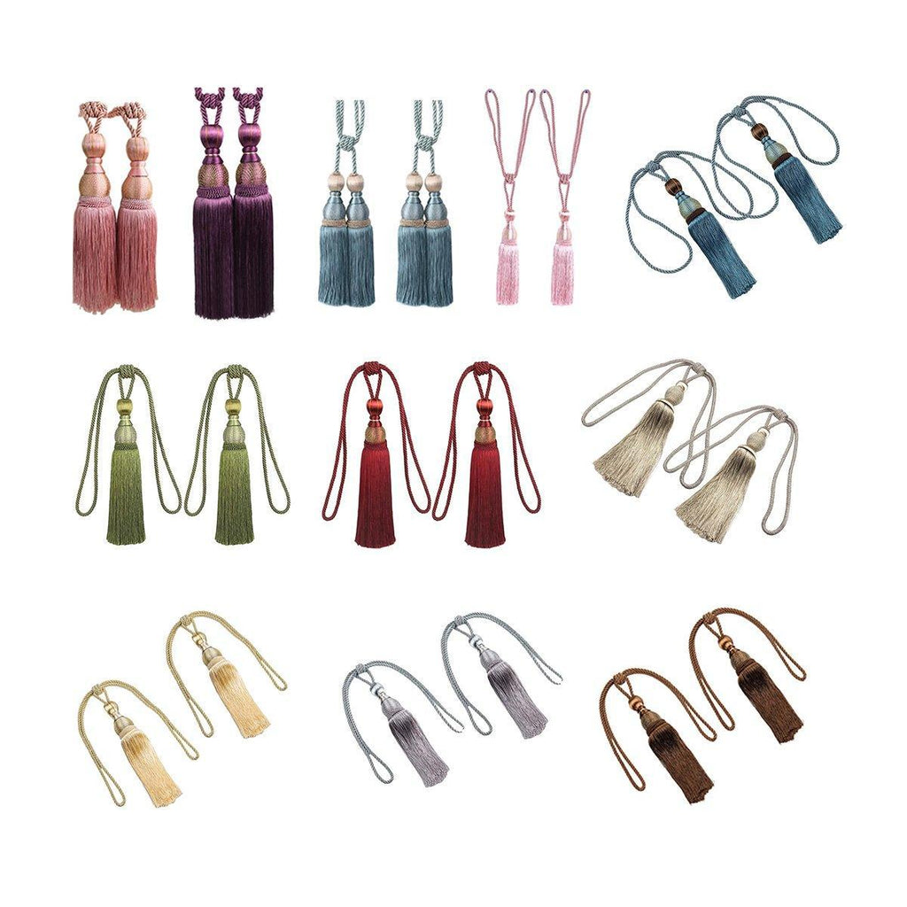 1pair Curtain Tiebacks Hanging Balls Tassel Rope Decorative Curtain Holders - Purple