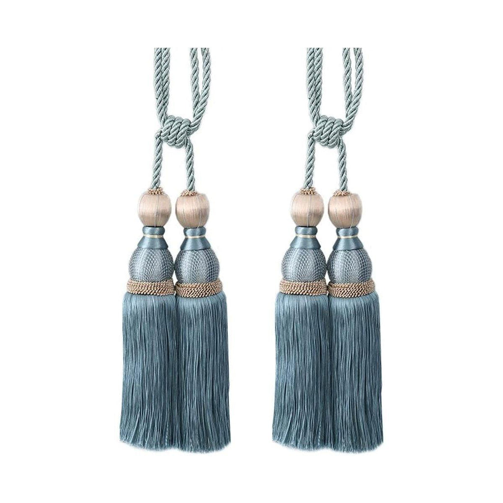 1pair Curtain Tiebacks Hanging Balls Tassel Rope Decorative Curtain Holders - Purplish Red