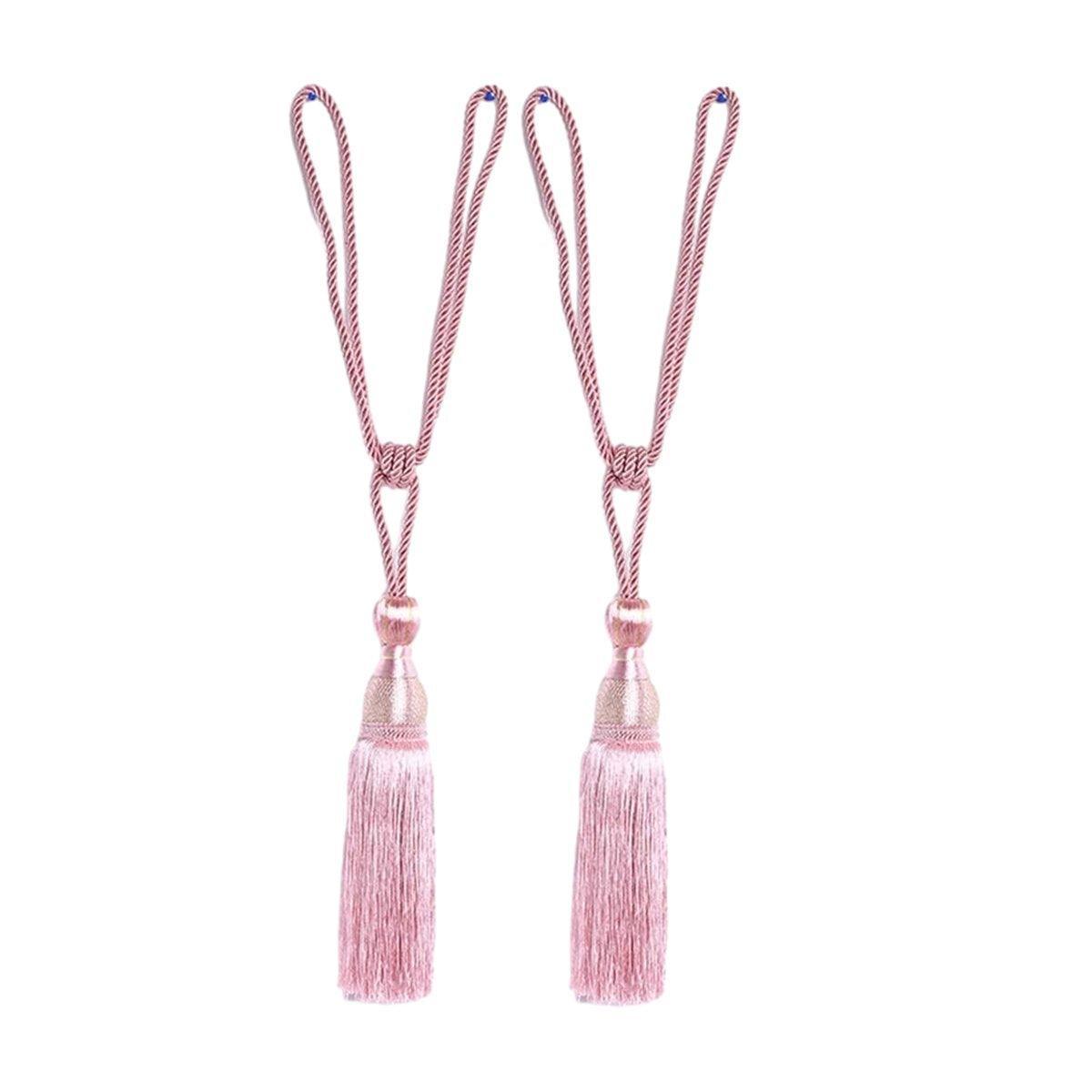 1pair Curtain Tiebacks Hanging Balls Tassel Rope Decorative Curtain Holders - Purplish Red
