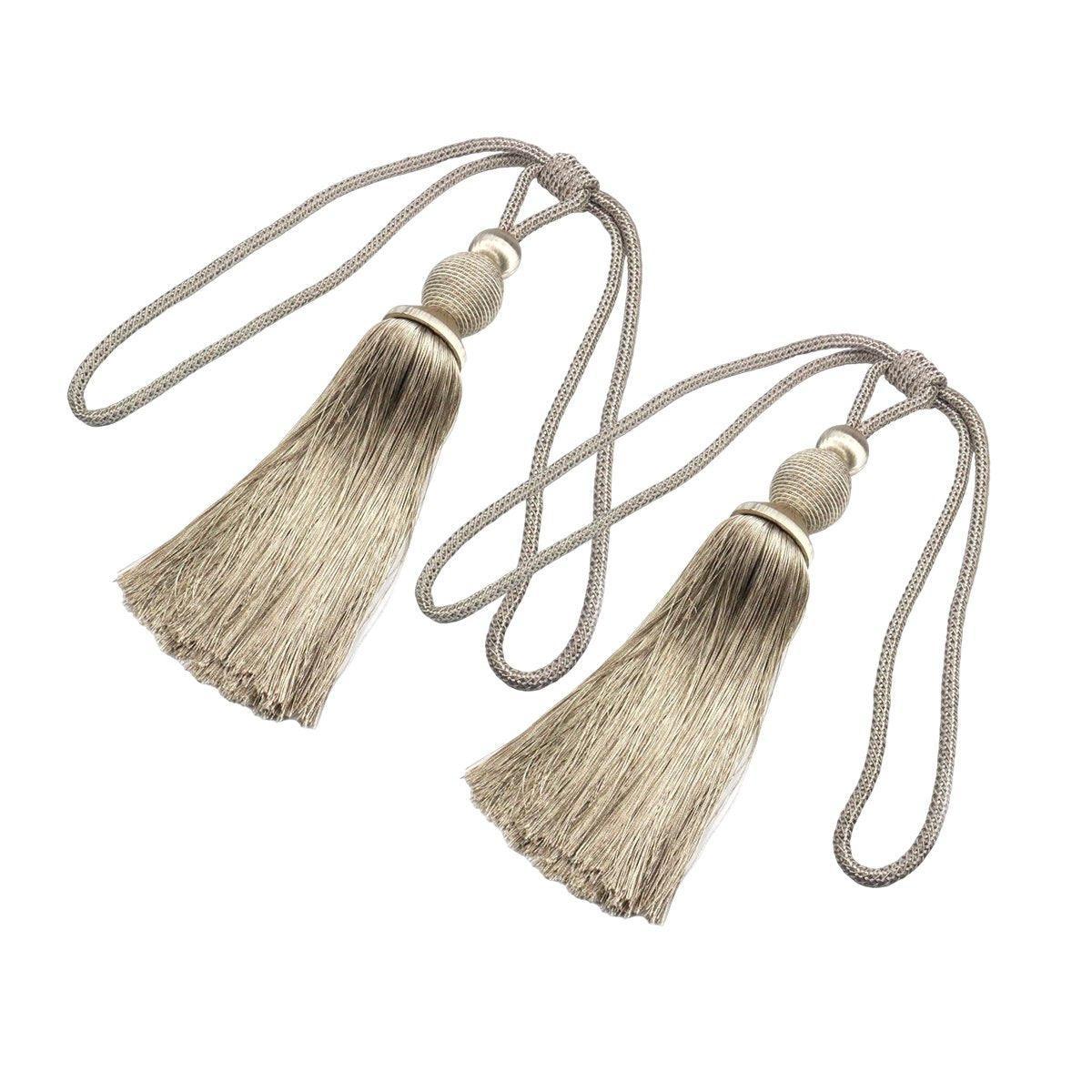 1pair Curtain Tiebacks Hanging Balls Tassel Rope Decorative Curtain Holders - Mauve Pink