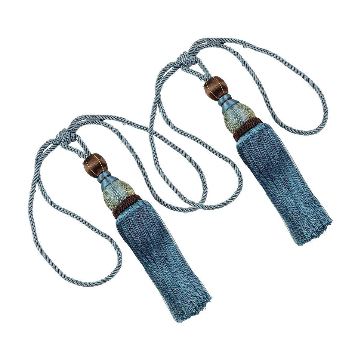 1pair Curtain Tiebacks Hanging Balls Tassel Rope Decorative Curtain Holders - Mauve Pink