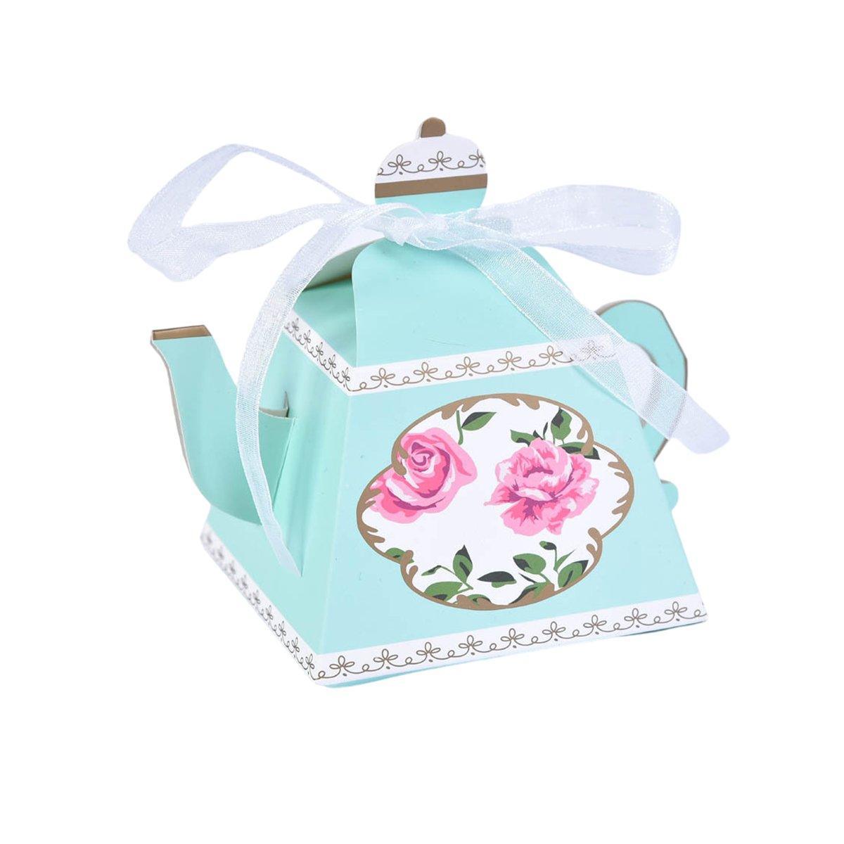 50Pcs Teapot Candy Boxes Wedding Favor Gift Packaging Tea Party Decorations - Pink