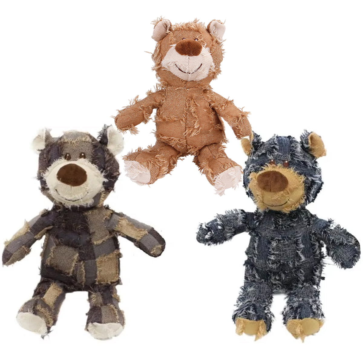 Puppy Squeaky Plush Toy Small Dog Chew Soft Bear Pet Companion - Brown-28cm